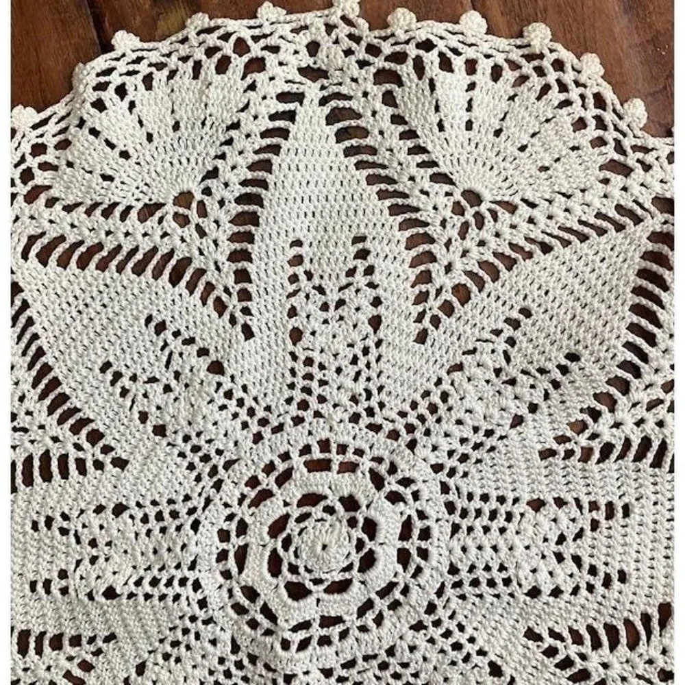VTG Doily Hand Crochet Lace Round 14